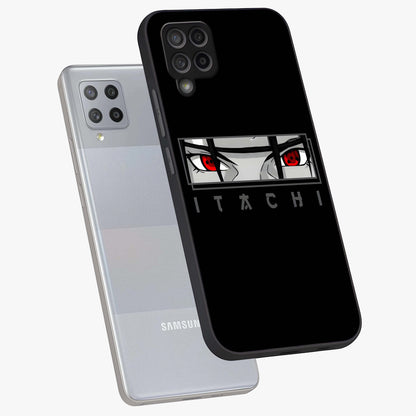Scarlet Gaze Dominance Glass Case displayed in angled mockup highlighting intense visual design with bold scarlet aesthetic.