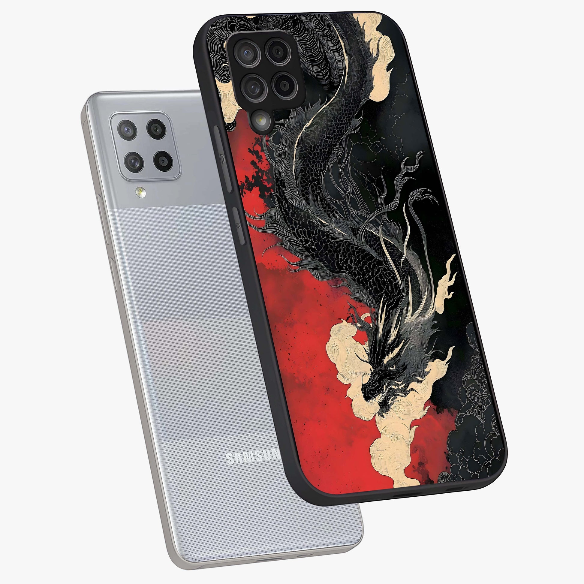 Shadow Dragon Fury Glass Case displayed in angled mockup highlighting powerful dragon illustration with dark fantasy aesthetic.