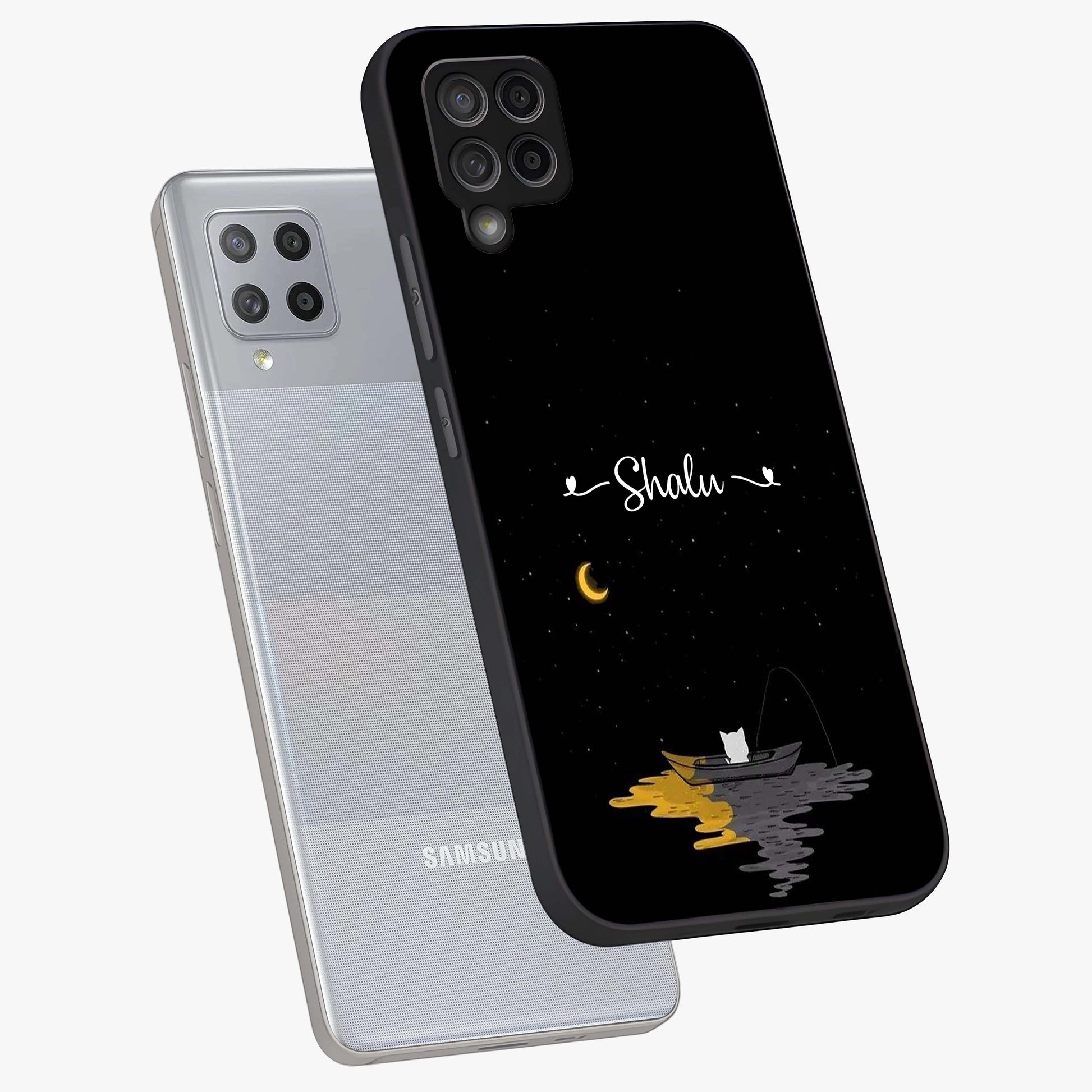 Silent Night Row Glass Case displayed in angled mockup highlighting peaceful evening design with dreamy night aesthetic.