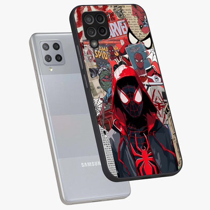 Spider Collage Street Glass Case displayed in angled mockup highlighting dynamic street style collage design with comic aesthetic.
