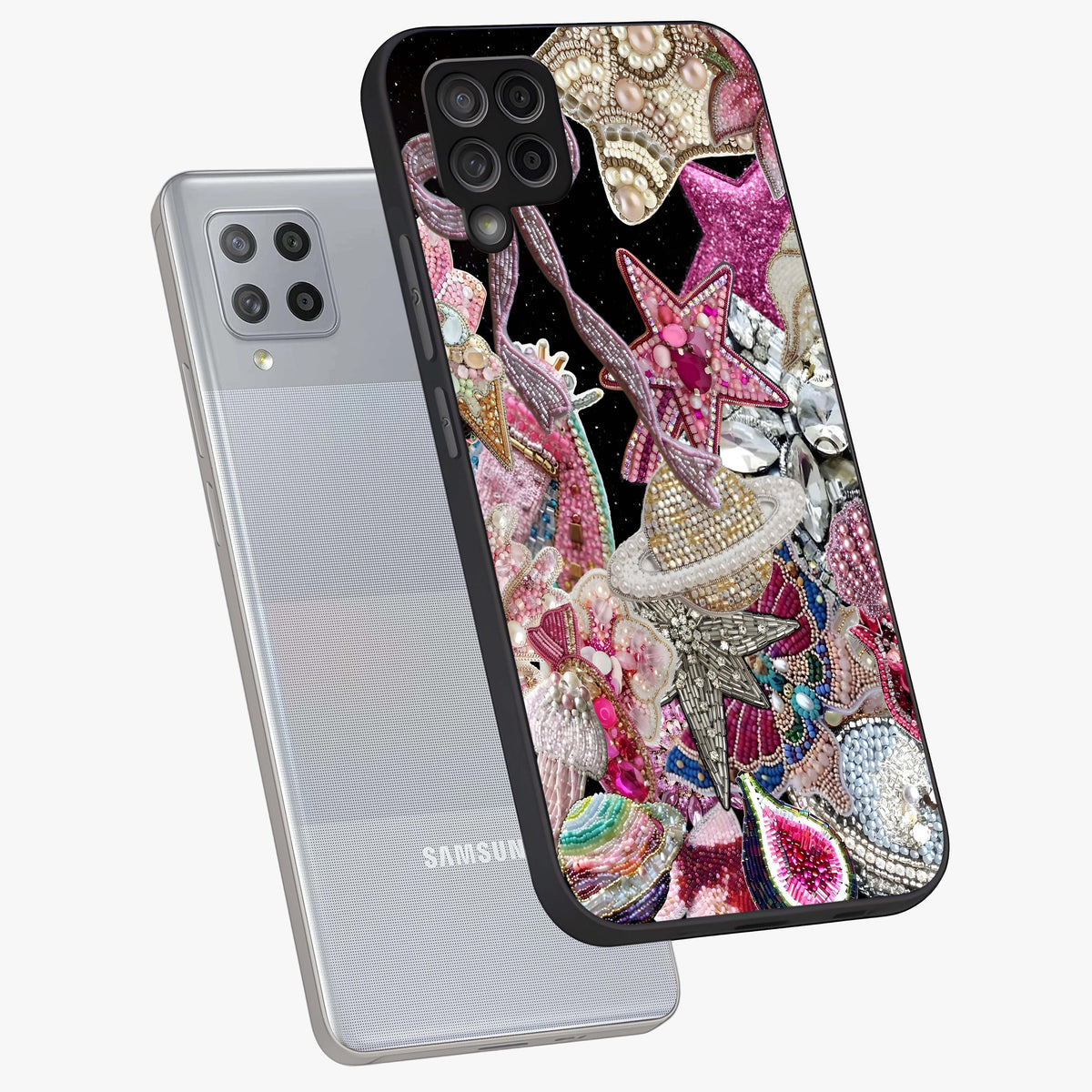 Starlit Jewel Dream Glass Case displayed in angled mockup highlighting glowing celestial jewel design with dreamy aesthetic.