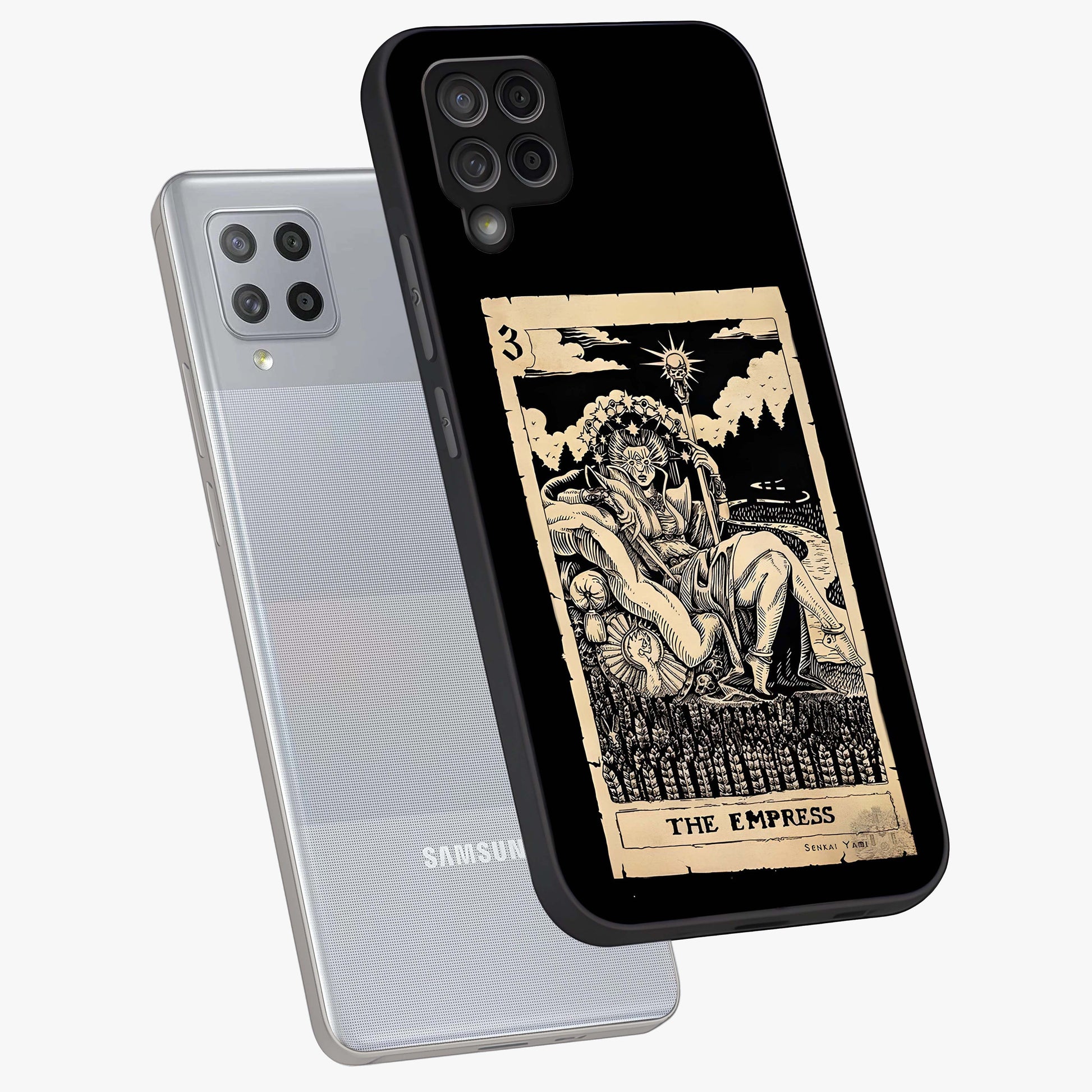 The Empress Glass Case displayed in angled mockup highlighting elegant royal design with majestic aesthetic style.