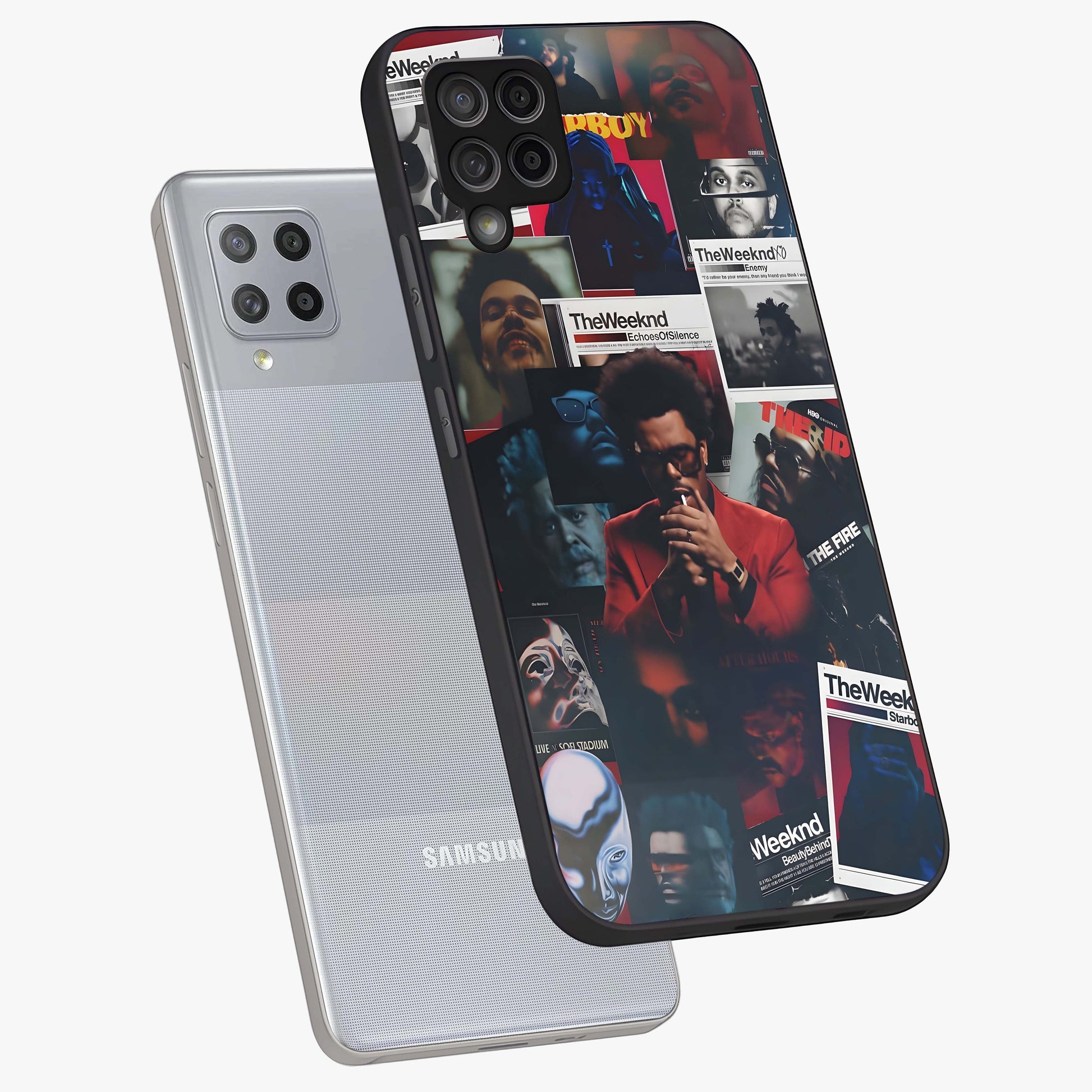 The Weeknd Glass Case displayed in angled mockup highlighting stylish pop culture inspired design with modern aesthetic.