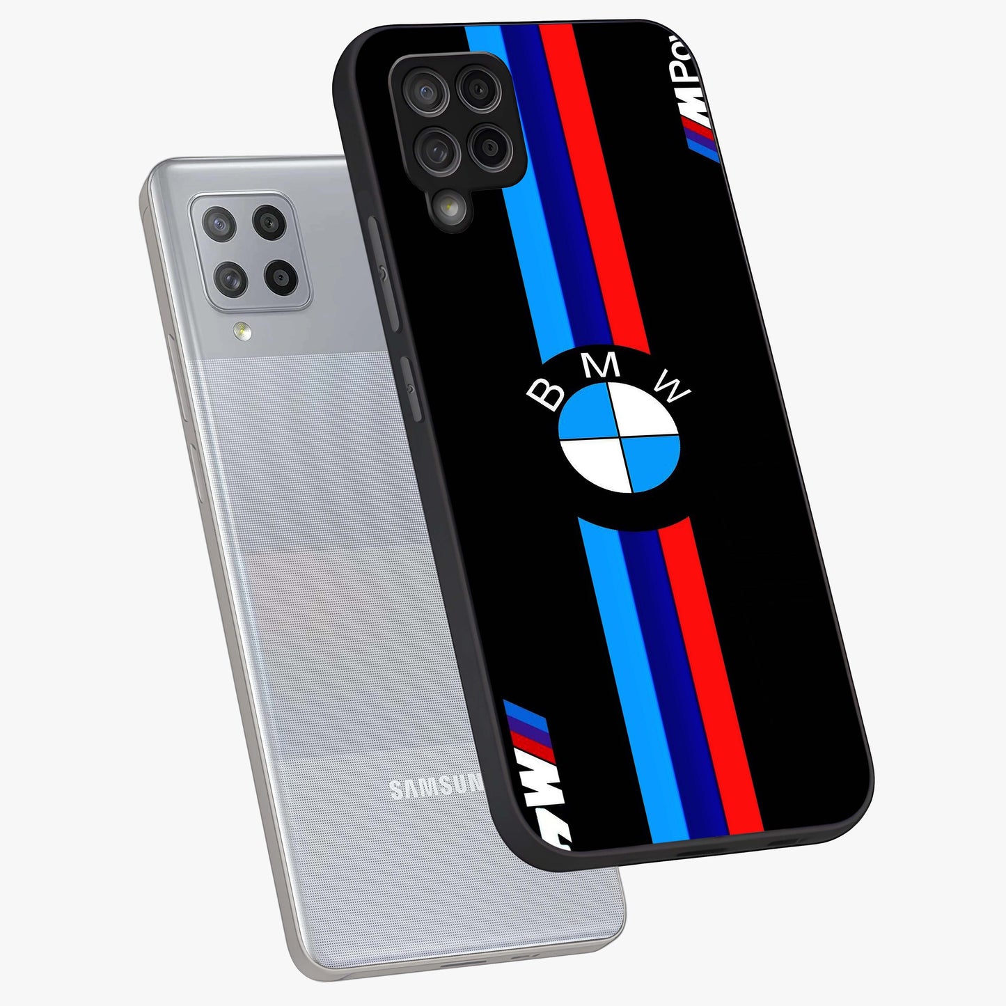 Turbo BMW Beast Glass Case displayed in angled mockup highlighting sleek racing car design with bold automotive aesthetic.