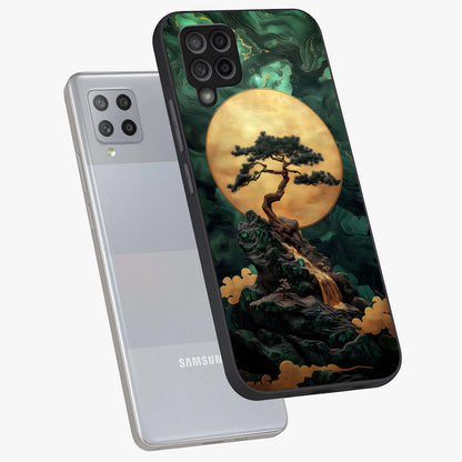 Zen Moon Rise Glass Case displayed in angled mockup highlighting peaceful lunar design with zen aesthetic style.