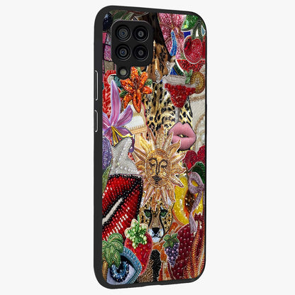 Beaded Fashion Jungle Glass Case upright view showcasing tropical jungle aesthetic with decorative bead elements.