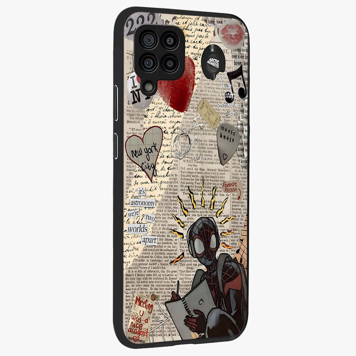 City Dream Sketch Glass Case upright view showcasing urban skyline artwork with stylish hand drawn design.