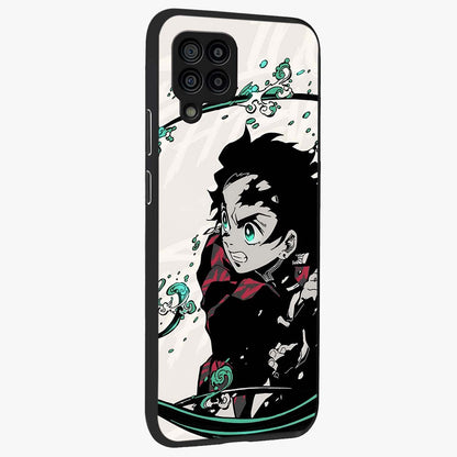 Demon Slayer Glass Case upright view showcasing powerful anime artwork with intense warrior theme.