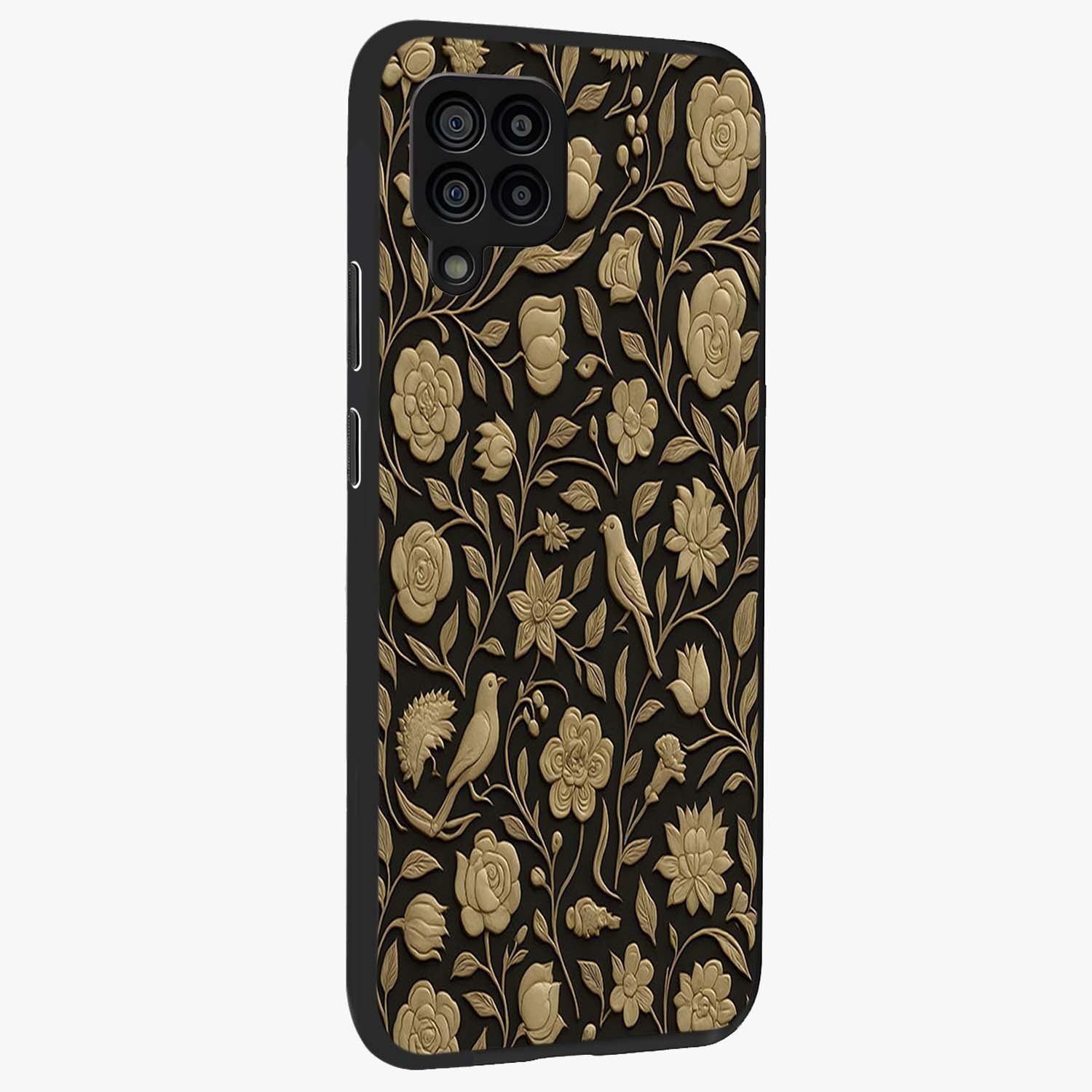 Golden Evil Eye Mandala Glass Case upright view showcasing decorative evil eye mandala artwork with spiritual aesthetic style.
