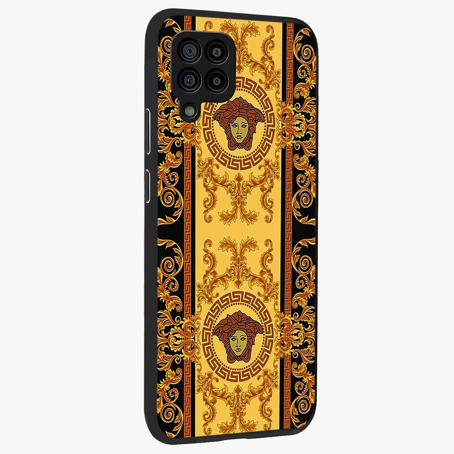 Golden Lotus Glow Glass Case upright view showcasing luminous lotus artwork with peaceful divine theme.