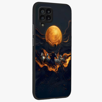 Golden Royal Heritage Glass Case upright view showcasing elegant royal artwork with classic heritage theme.