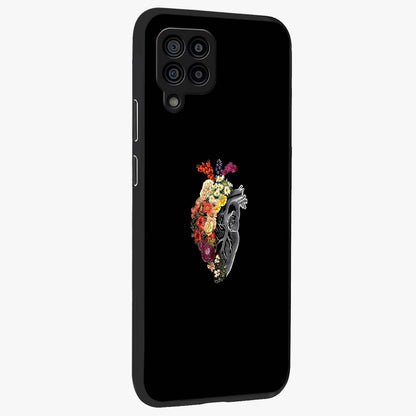 Heart With Flowers Glass Case upright view showcasing decorative heart and floral artwork with sweet romantic theme.