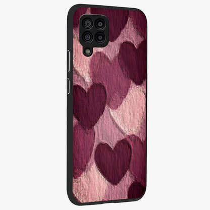 Layered Paper Hearts Glass Case upright view showcasing decorative layered heart artwork with sweet love theme.