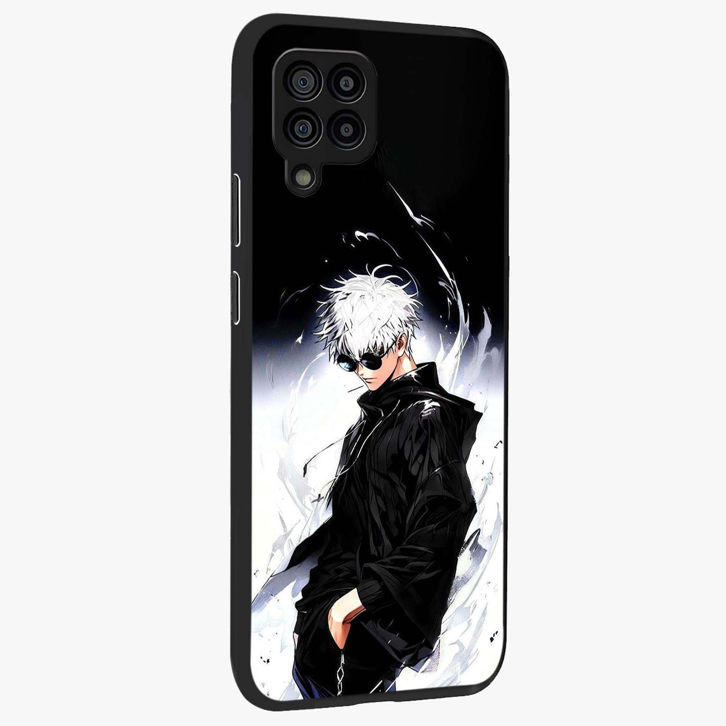 Limitless Shadow King Glass Case upright view showcasing bold shadow warrior artwork with epic fantasy theme.