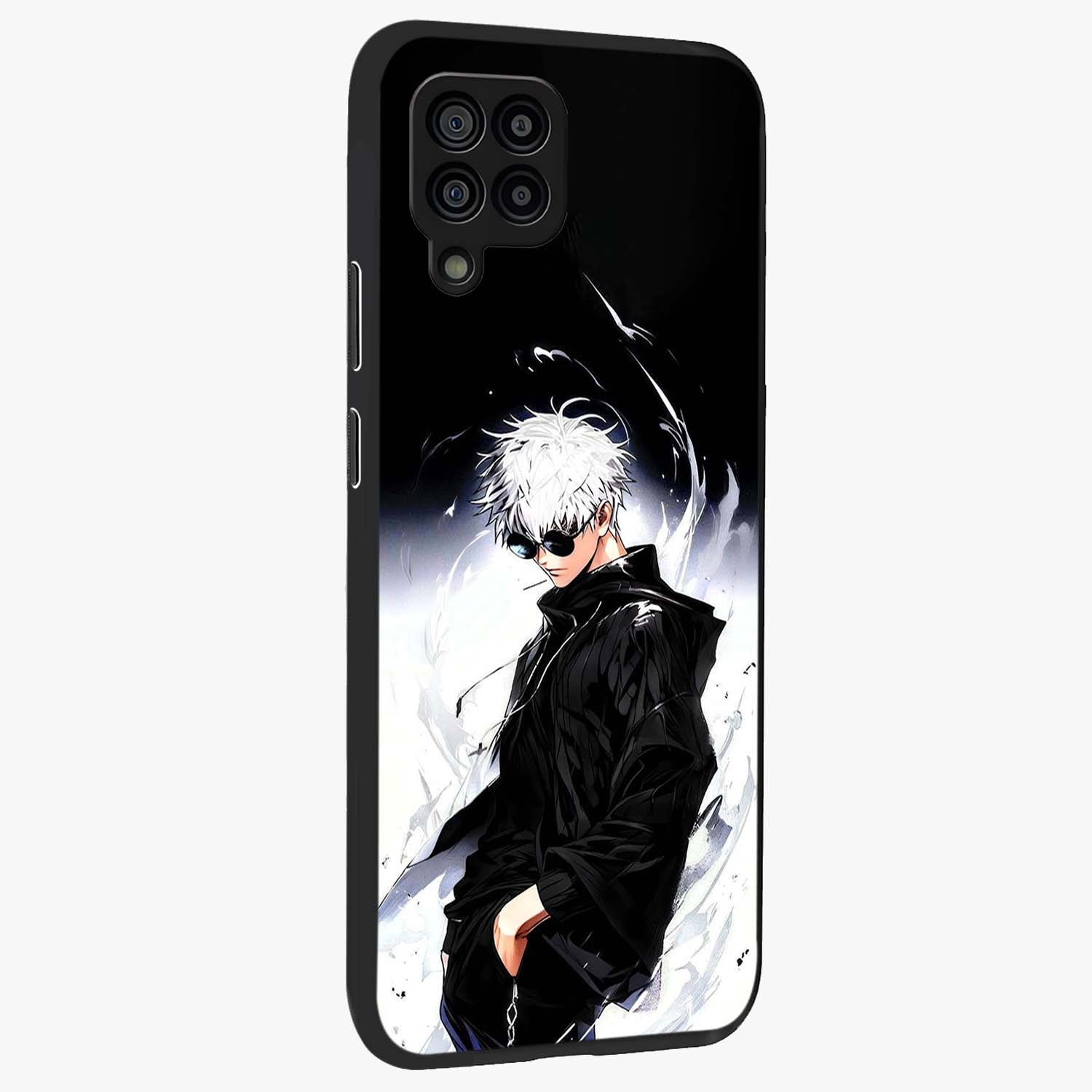 Limitless Shadow King Glass Case upright view showcasing bold shadow warrior artwork with epic fantasy theme.