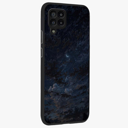 Lunar Veil Silence Glass Case upright view showcasing calm moon themed artwork with serene night atmosphere.