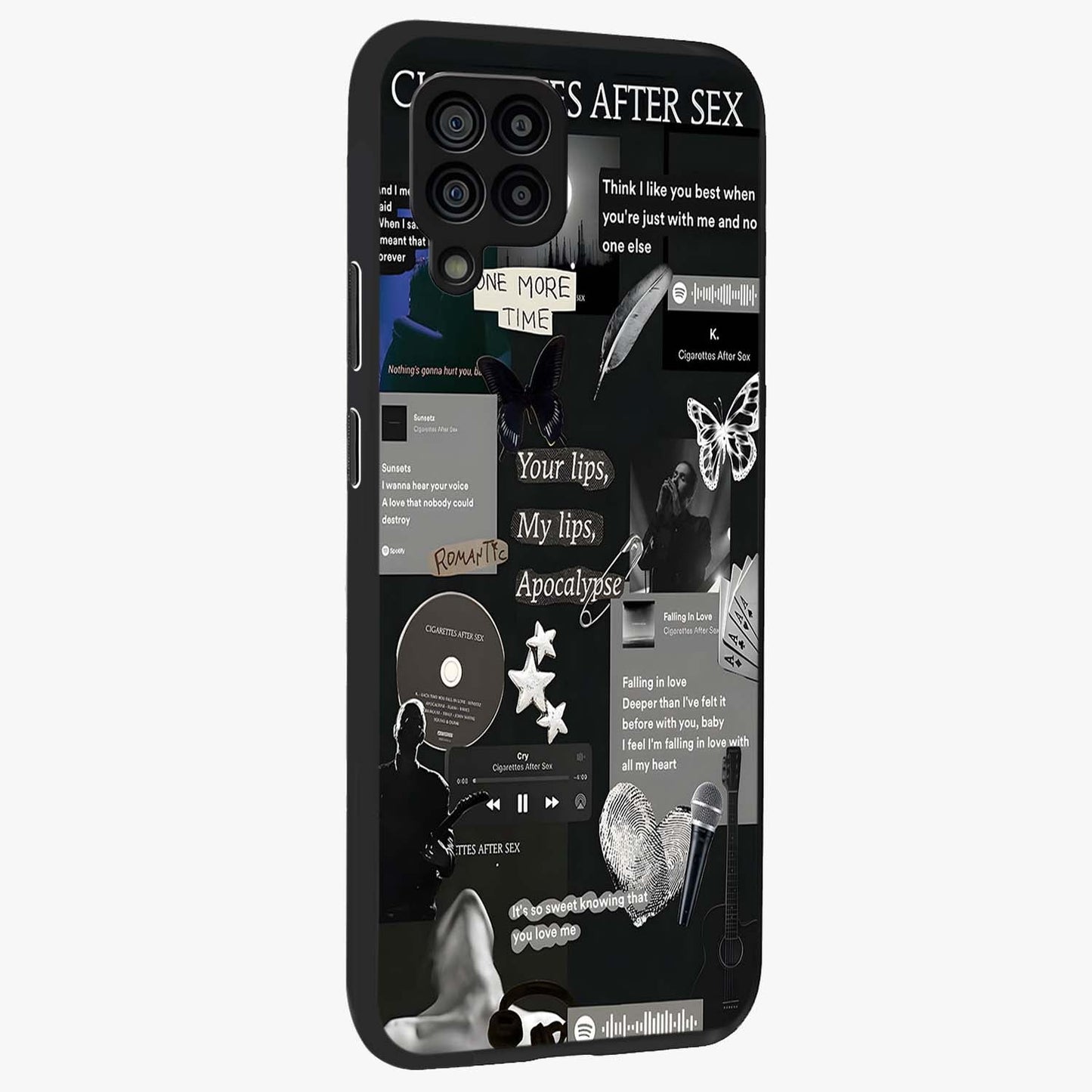 Midnight Love Echo Glass Case upright view showcasing expressive romantic artwork with dreamy midnight theme.