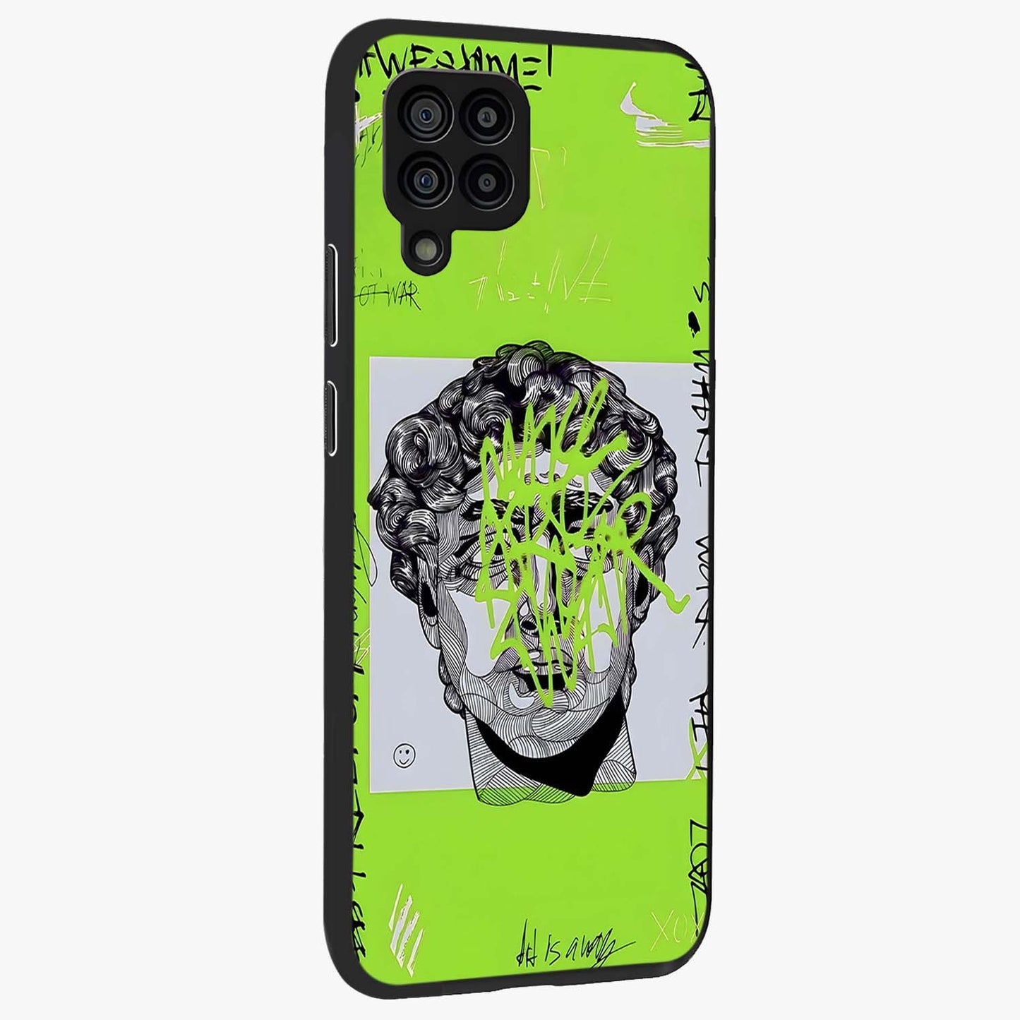 Neo Graffiti Rebellion Glass Case upright view showcasing colorful graffiti artwork with bold modern street style.