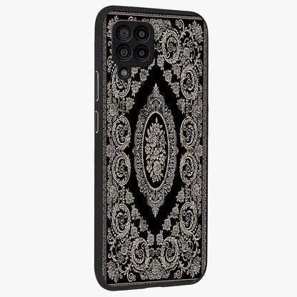 Noir Bloom Elegance Glass Case upright view showcasing graceful floral artwork with luxurious dark theme.