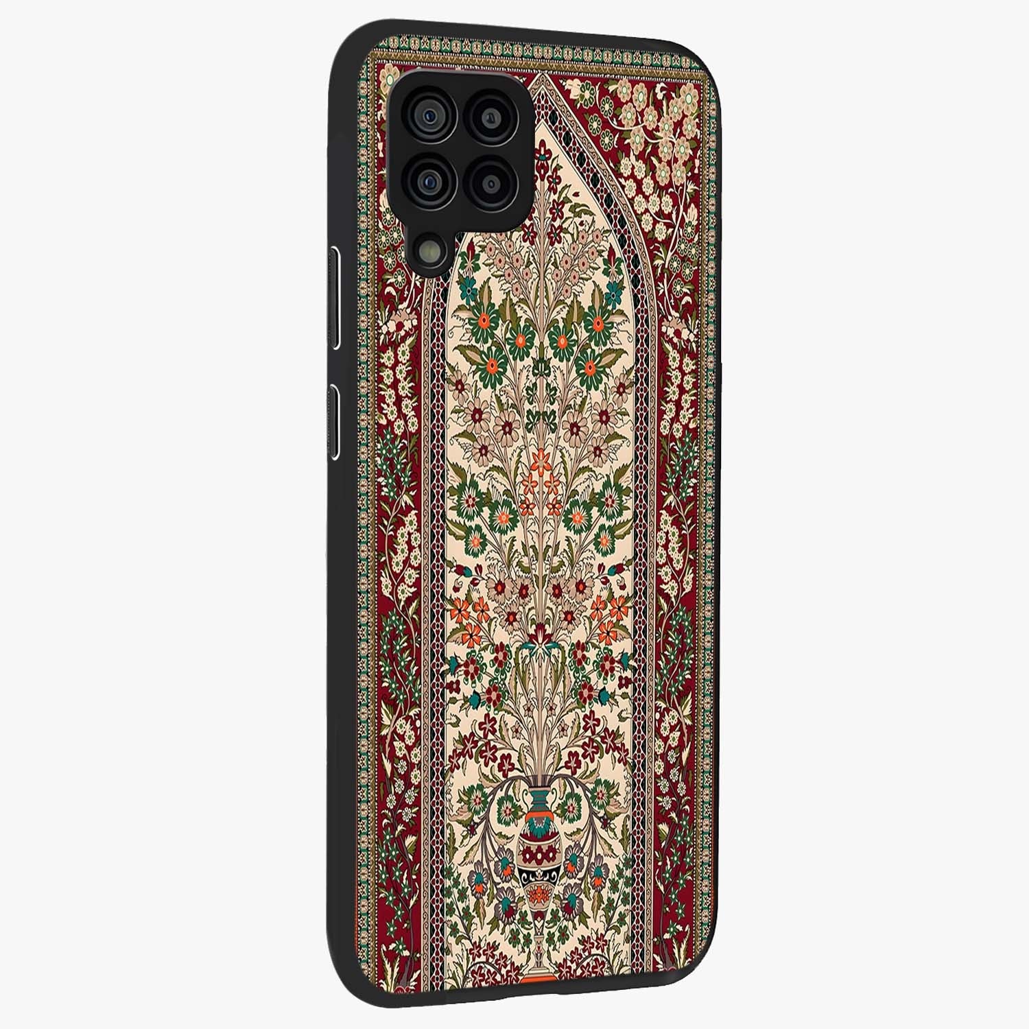 Persian Inspired Glass Case upright view showcasing decorative Persian artwork with rich heritage theme.