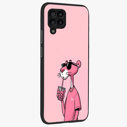 Pink Panther Glass Case upright view showcasing fun animated artwork with stylish retro cartoon theme.