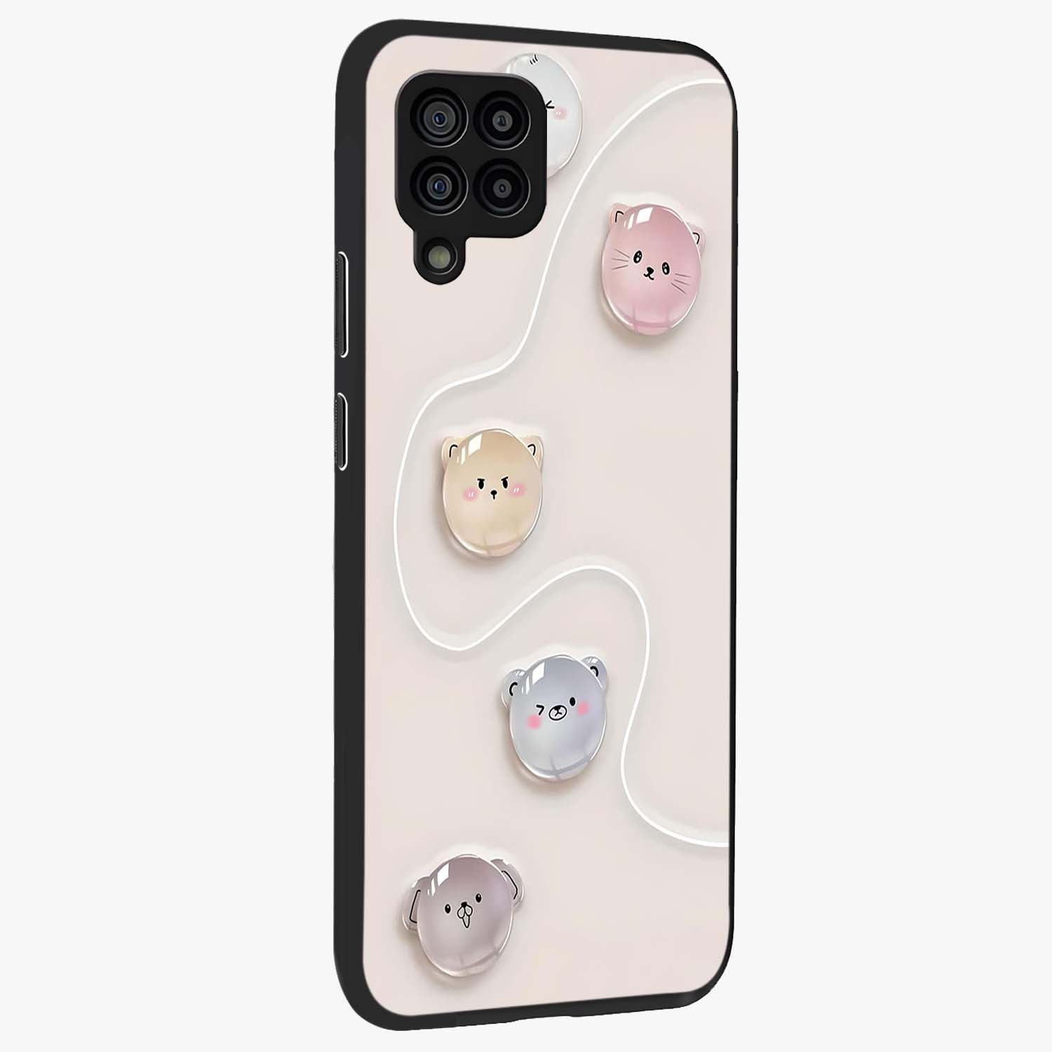 Puffy Face Parade Glass Case upright view showcasing adorable character artwork with cheerful animated theme.