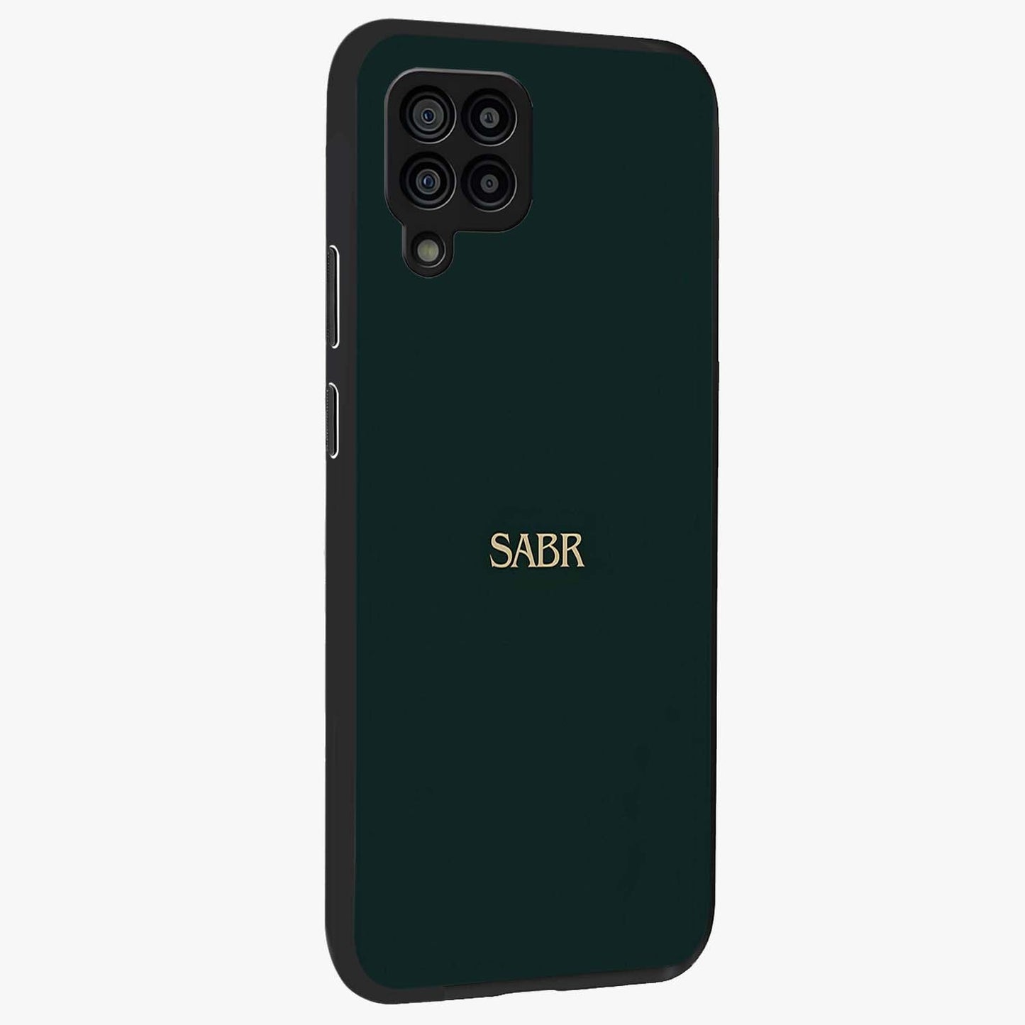Sabr Minimal Patience Glass Case upright view showcasing calm minimalist artwork with motivational patience theme.
