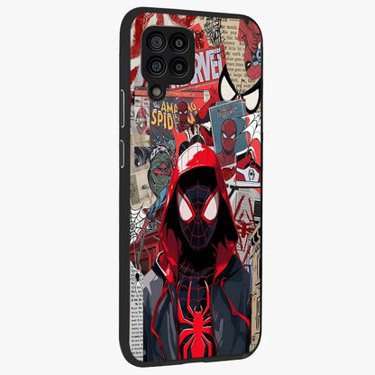 Spider Collage Street Glass Case upright view showcasing bold superhero artwork with urban street theme.
