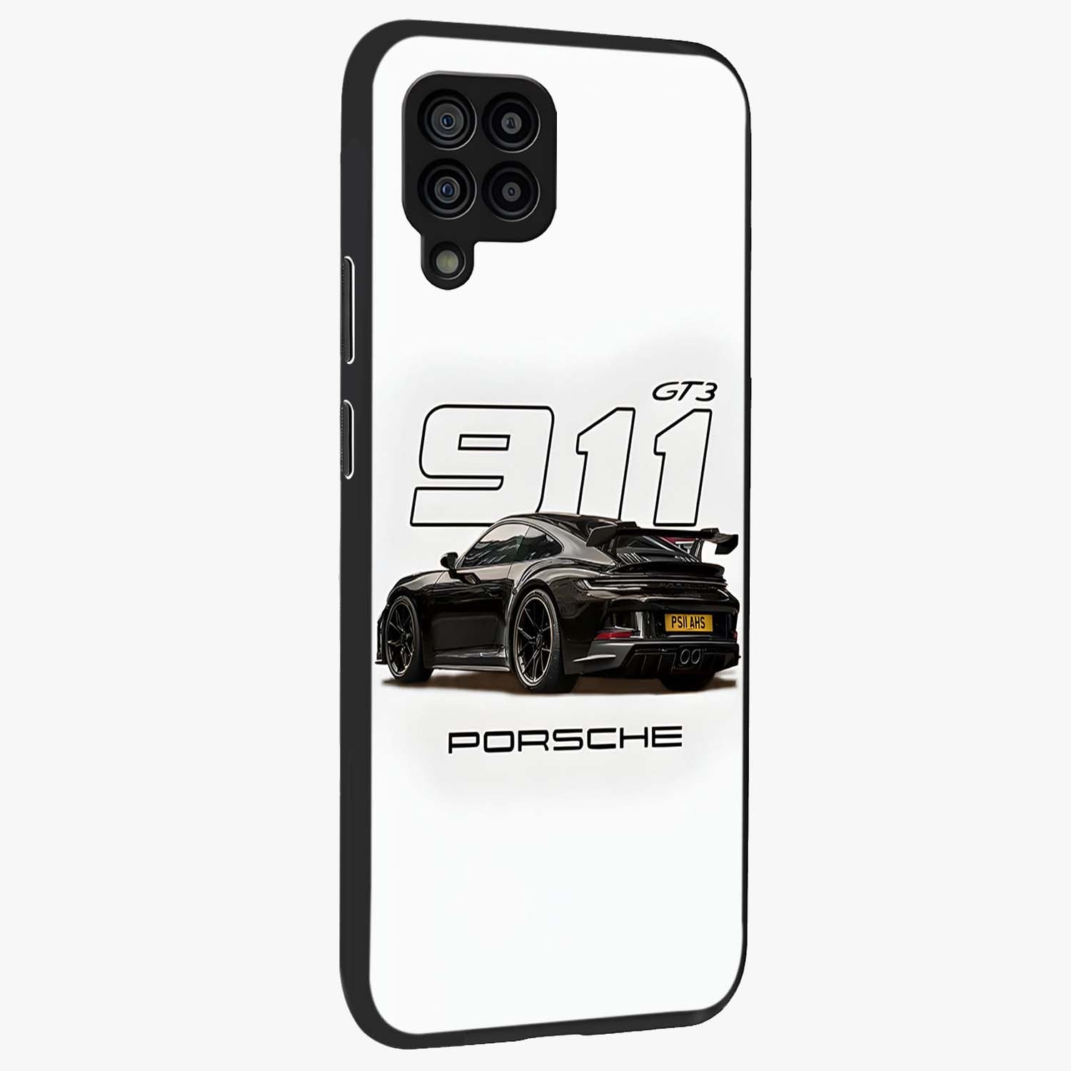 Turbo Legacy Icon Glass Case upright view showcasing bold racing inspired artwork with classic car theme.