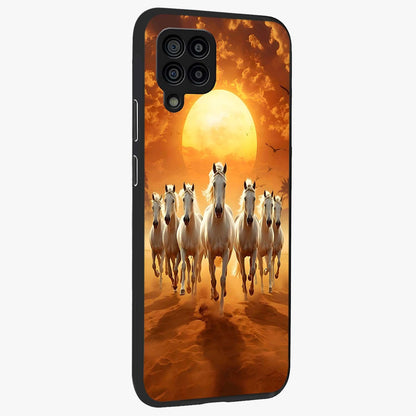 Wild Sunset Majesty Glass Case upright view showcasing dramatic sunset artwork with bold nature theme.