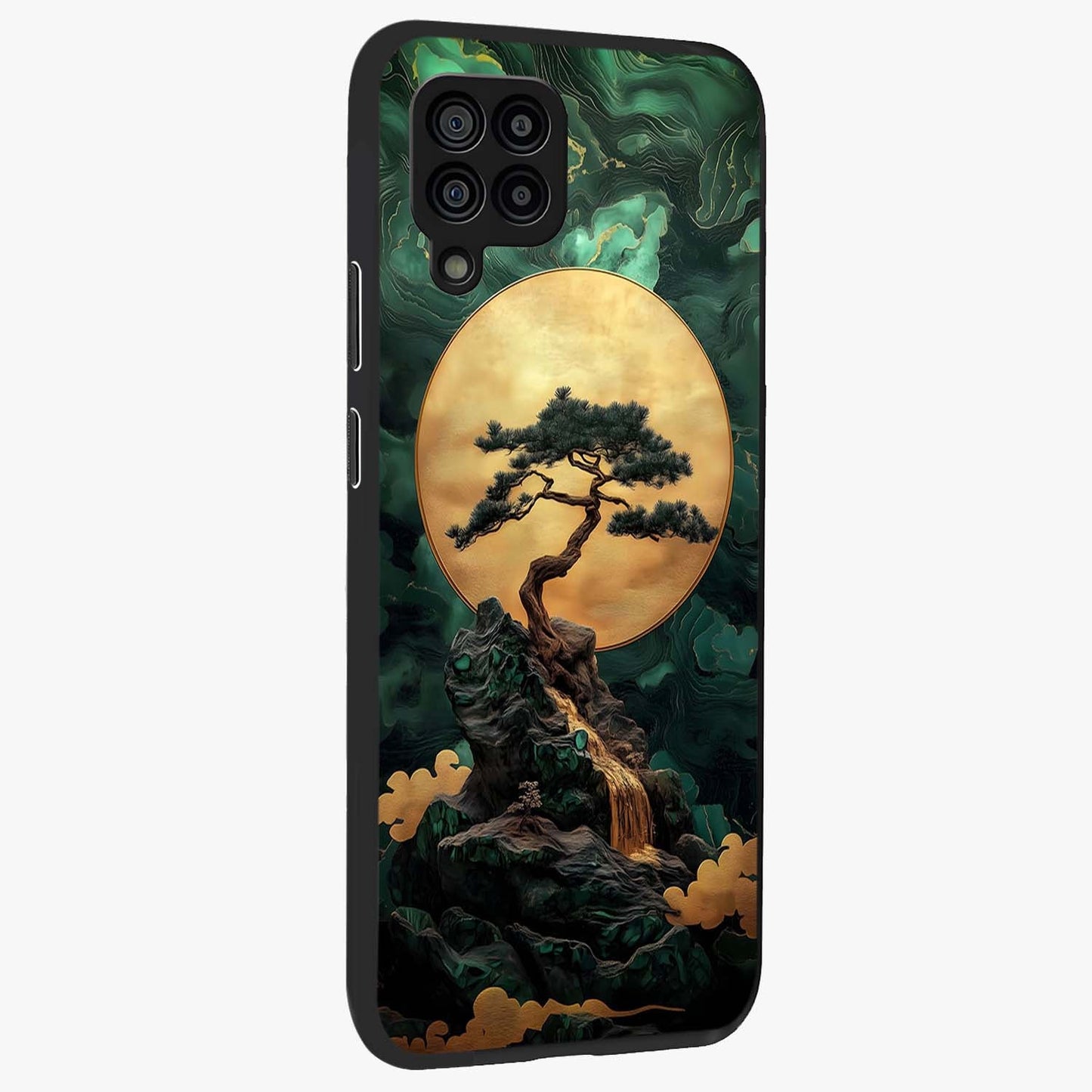 Zen Moon Rise Glass Case upright view showcasing serene moon artwork with tranquil night theme.