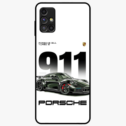 911 Turbo Dominance Glass Case showing clean flat back view with bold 911 sports car artwork and glossy glass finish.