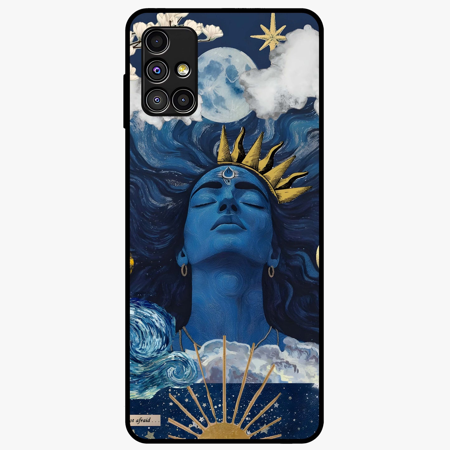 Aesthetic Lord Shiva Glass Case showing flat back view with divine Shiva artwork and glossy glass finish.