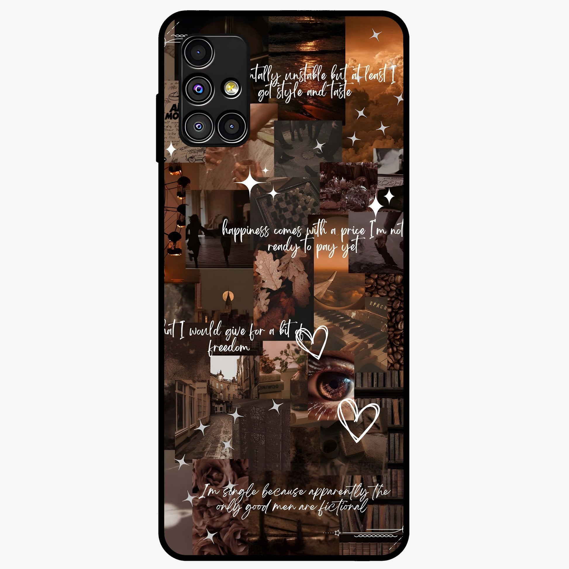 Bittersweet Aesthetic Chaos Glass Case showing flat back view with artistic chaotic aesthetic design and glossy glass finish.