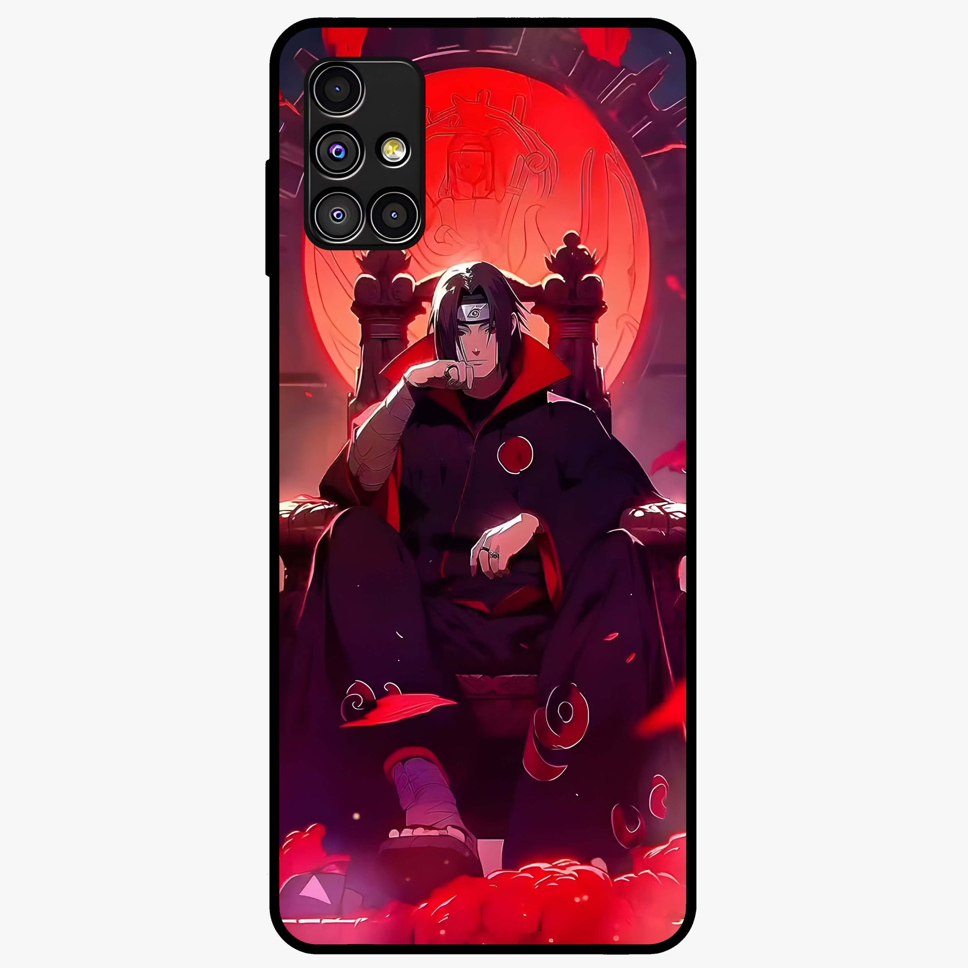 Blood Moon Sovereign Glass Case showing flat back view with mystical blood moon artwork and glossy glass finish.
