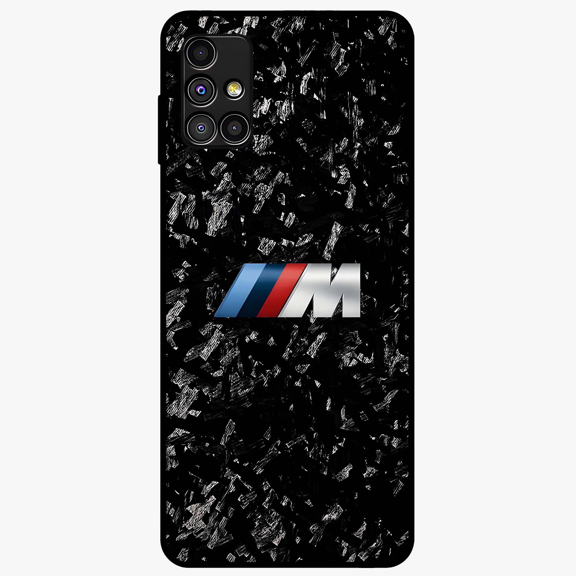Carbon Speed Mark Glass Case showing flat back view with sporty carbon pattern artwork and glossy glass finish.