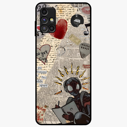 City Dream Sketch Glass Case showing flat back view with artistic city skyline sketch artwork and glossy glass finish.
