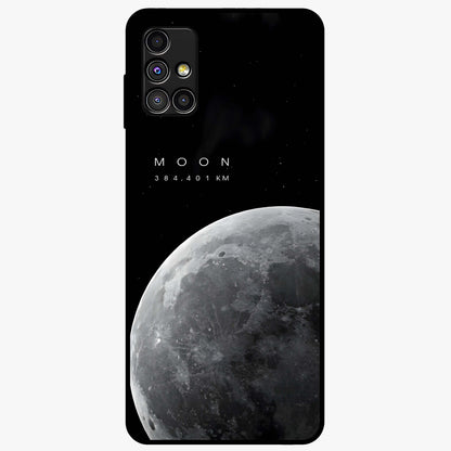 Cosmic Moon Glow Glass Case showing flat back view with glowing moon artwork and glossy glass finish.