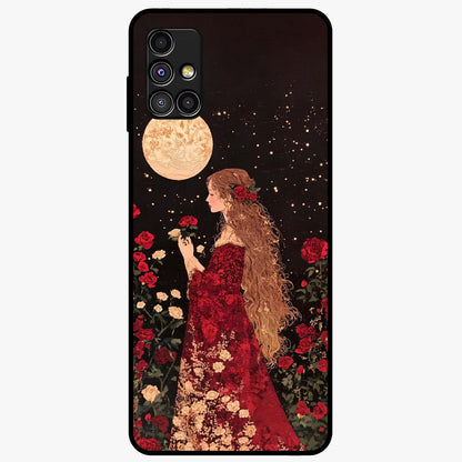 Crimson Dreams Glass Case showing flat back view with dreamy crimson artwork and glossy glass finish.
