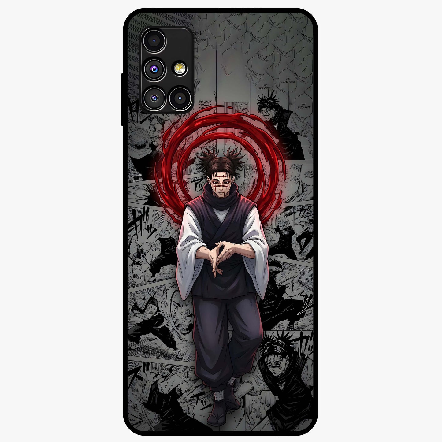 Cursed Ritual Ascension Glass Case showing flat back view with dark ritual themed artwork and glossy glass finish.