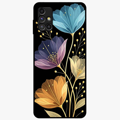 Delicate Multicolor Flowers Glass Case showing flat back view with vibrant floral artwork and glossy glass finish.