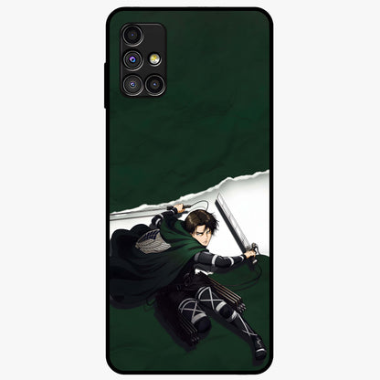 Emerald War Vanguard Glass Case showing flat back view with powerful warrior themed artwork and glossy glass finish.