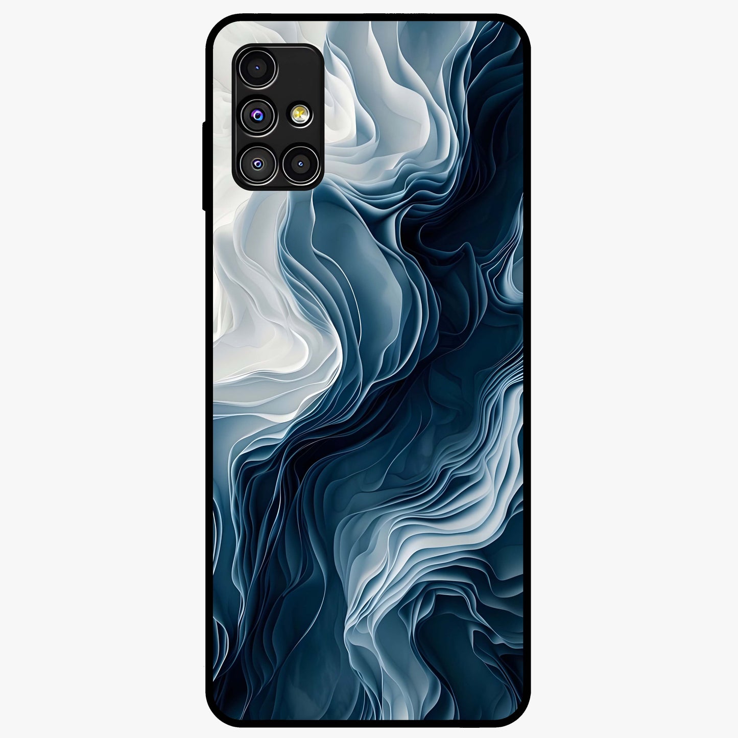 Ethereal Paper Marble Glass Case showing flat back view with soft marble paper texture artwork and glossy glass finish.