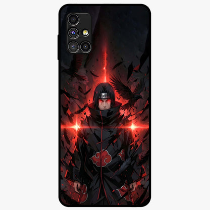 Focused Blade Discipline Glass Case showing flat back view with warrior sword themed artwork and glossy glass finish.