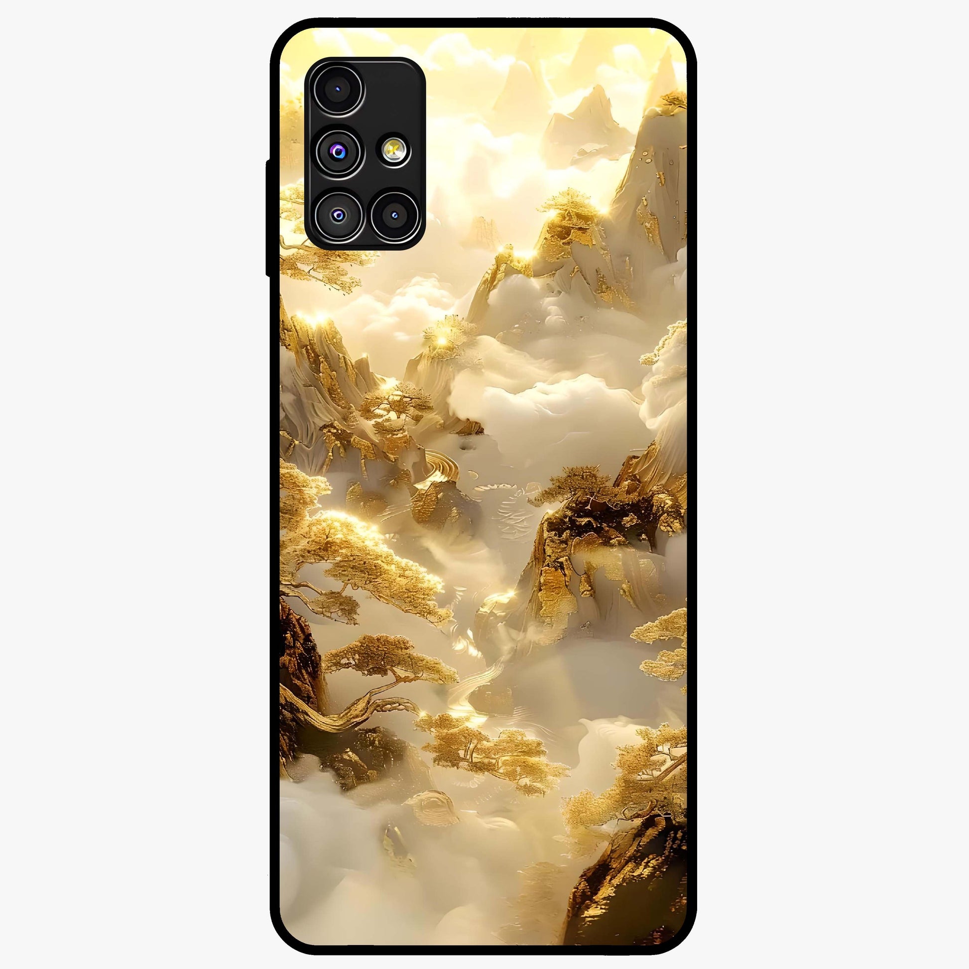 Gates Of Illumination Glass Case showing flat back view with mystical illuminated gate artwork and glossy glass finish.
