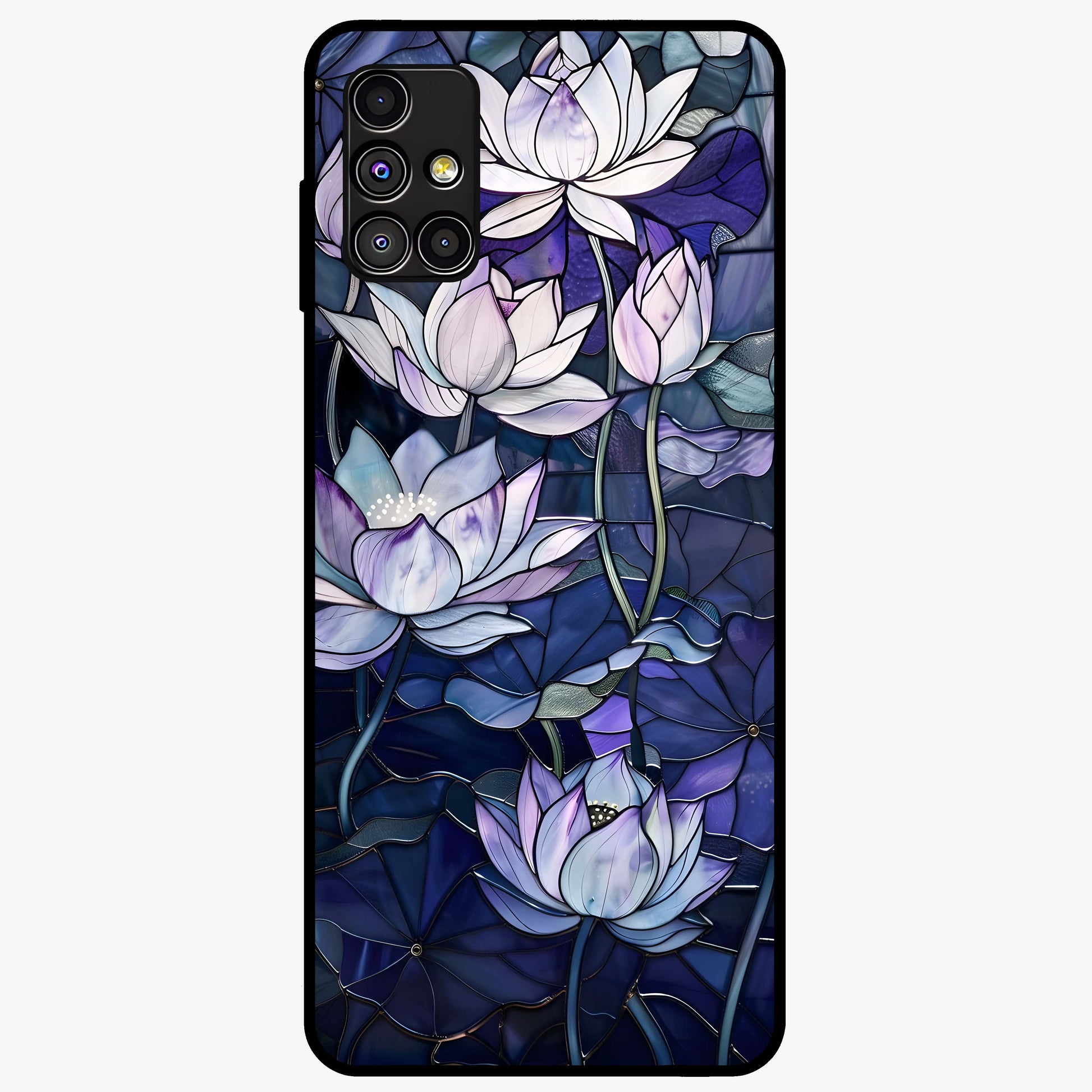 Gloss Petal Rush Glass Case showing flat back view with glossy flower petal artwork and smooth glass finish.