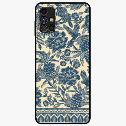 Heirloom Wild Bloom Glass Case showing flat back view with vintage inspired wild flower artwork and glossy glass finish.