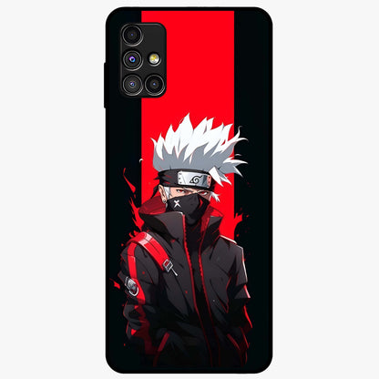Kakashi Scarlet Shadow Glass Case showing flat back view with powerful anime ninja artwork and glossy glass finish.