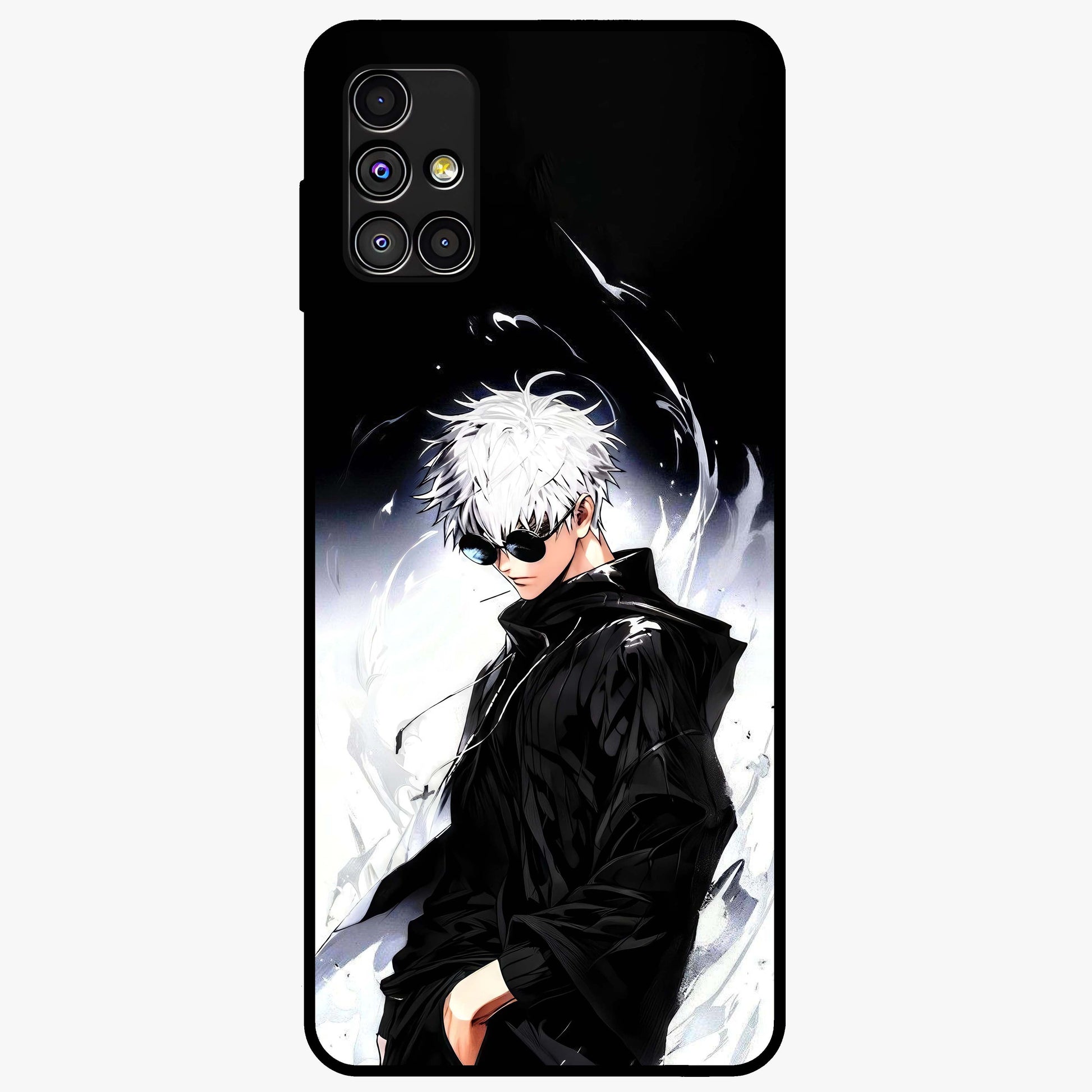 Limitless Shadow King Glass Case showing flat back view with powerful shadow warrior artwork and glossy glass finish.