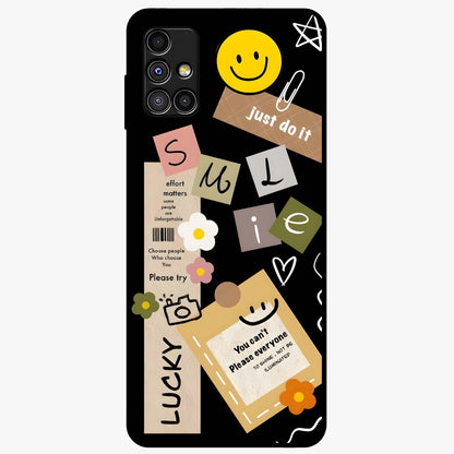 Lucky Aesthetic Collage Glass Case showing flat back view with trendy aesthetic collage artwork and glossy glass finish.